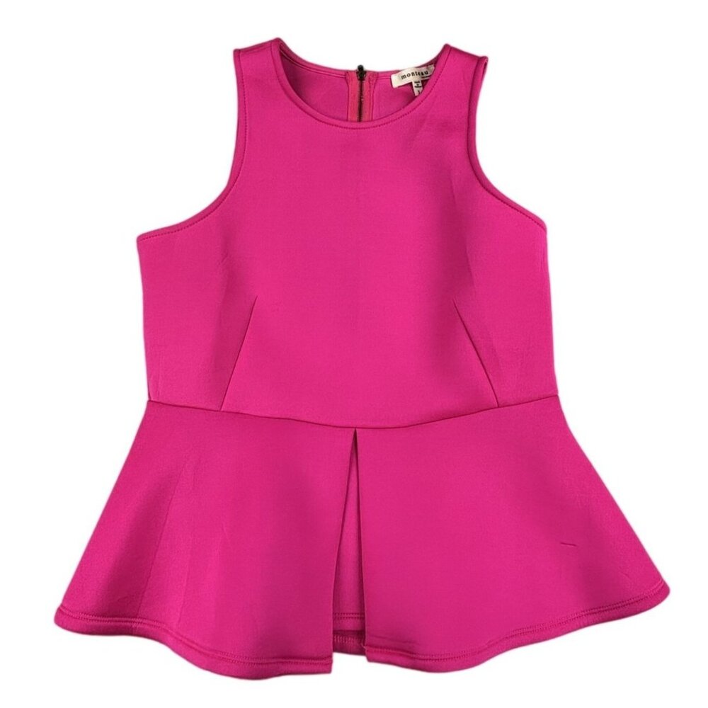 Monteau Pink Peplum Top Women's Large Polyester & Spandex Barbie Legally Blonde